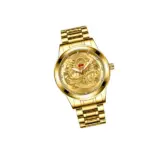 Gold Tone Mens Quartz Watch with Decorative Stone Accents and Stainless Steel Band - Image 12