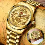 Gold Tone Mens Quartz Watch with Decorative Stone Accents and Stainless Steel Band - Image 4
