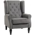 HOMCOM Button-Tufted Accent Chair Dark Gray with Round Armrests and Wood Legs for Living Room - Image 11