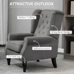 HOMCOM Button-Tufted Accent Chair Dark Gray with Round Armrests and Wood Legs for Living Room - Image 4