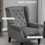 HOMCOM Button-Tufted Accent Chair Dark Gray with Round Armrests and Wood Legs for Living Room - Image 5