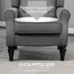 HOMCOM Button-Tufted Accent Chair Dark Gray with Round Armrests and Wood Legs for Living Room - Image 6