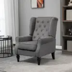 HOMCOM Button-Tufted Accent Chair Dark Gray with Round Armrests and Wood Legs for Living Room - Image 10
