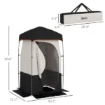 Camping Shower Tent, Portable Privacy Shelter with Solar Shower Bag, Removable Floor and Carrying Bag, Black - Image 3