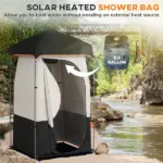 Camping Shower Tent, Portable Privacy Shelter with Solar Shower Bag, Removable Floor and Carrying Bag, Black - Image 4