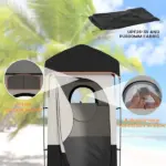 Camping Shower Tent, Portable Privacy Shelter with Solar Shower Bag, Removable Floor and Carrying Bag, Black - Image 7