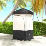 Camping Shower Tent, Portable Privacy Shelter with Solar Shower Bag, Removable Floor and Carrying Bag, Black - Image 9