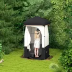 Camping Shower Tent, Portable Privacy Shelter with Solar Shower Bag, Removable Floor and Carrying Bag, Black - Image 10