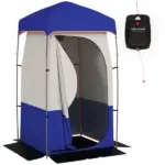 Outsunny Camping Shower Tent, Portable Privacy Shelter with Solar Shower Bag, Removable Floor and Carrying Bag, Blue - Image 11