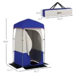 Outsunny Camping Shower Tent, Portable Privacy Shelter with Solar Shower Bag, Removable Floor and Carrying Bag, Blue - Image 3