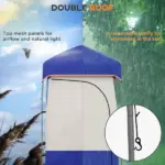 Outsunny Camping Shower Tent, Portable Privacy Shelter with Solar Shower Bag, Removable Floor and Carrying Bag, Blue - Image 5