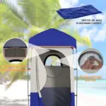 Outsunny Camping Shower Tent, Portable Privacy Shelter with Solar Shower Bag, Removable Floor and Carrying Bag, Blue - Image 7