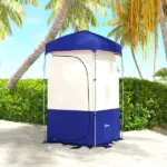 Outsunny Camping Shower Tent, Portable Privacy Shelter with Solar Shower Bag, Removable Floor and Carrying Bag, Blue - Image 9