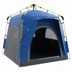 Outsunny Camping Tents 4 Person Pop Up Tent Quick Setup Automatic Hydraulic Family Travel Tent with Windows, Doors Carry Bag Included