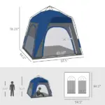 Outsunny Camping Tents 4 Person Pop Up Tent Quick Setup Automatic Hydraulic Family Travel Tent with Windows, Doors Carry Bag Included - Image 3