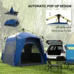 Outsunny Camping Tents 4 Person Pop Up Tent Quick Setup Automatic Hydraulic Family Travel Tent with Windows, Doors Carry Bag Included - Image 4