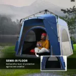 Outsunny Camping Tents 4 Person Pop Up Tent Quick Setup Automatic Hydraulic Family Travel Tent with Windows, Doors Carry Bag Included - Image 5