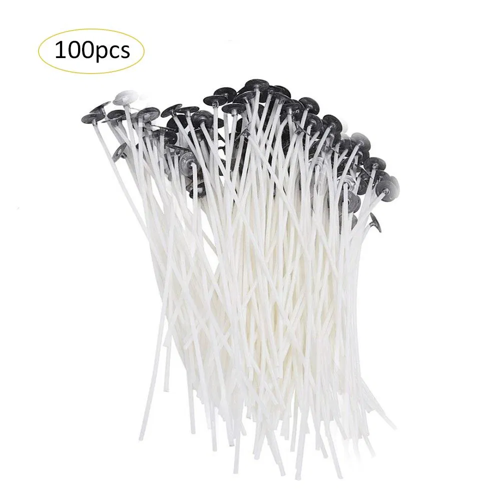 100 Pack 6 Inch Pre Tabbed Cotton Candle Wicks for Candle Making