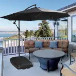 Cantilever Offset Umbrella Base Portable Square Parasol Weights with Wheels, Water and Sand Filled, Up to 165 lbs, Black - Image 2