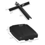 Cantilever Offset Umbrella Base Portable Square Parasol Weights with Wheels, Water and Sand Filled, Up to 165 lbs, Black - Image 3