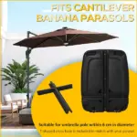 Cantilever Offset Umbrella Base Portable Square Parasol Weights with Wheels, Water and Sand Filled, Up to 165 lbs, Black - Image 4