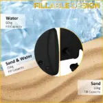 Cantilever Offset Umbrella Base Portable Square Parasol Weights with Wheels, Water and Sand Filled, Up to 165 lbs, Black - Image 5