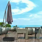 Cantilever Offset Umbrella Base Portable Square Parasol Weights with Wheels, Water and Sand Filled, Up to 165 lbs, Black - Image 10