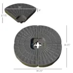 Outsunny Cantilever Patio Umbrella Base Fan Shaped Weights with Handles Durable Material Coffee - Image 3