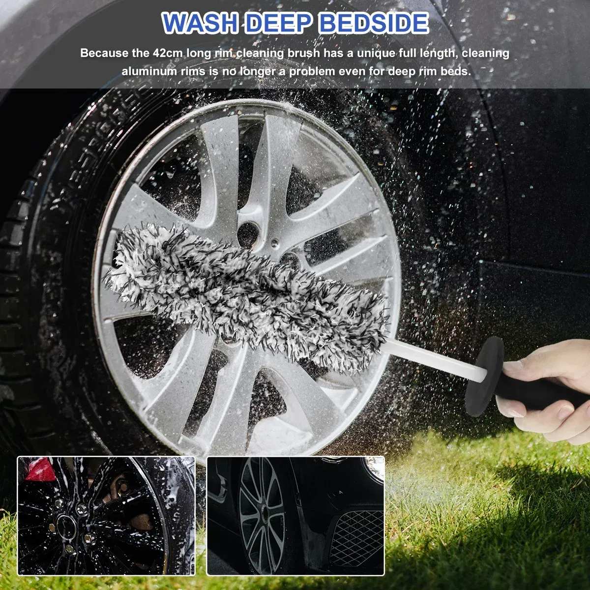 Soft Microfiber Wheel and Tire Cleaning Brush for Car Detailing