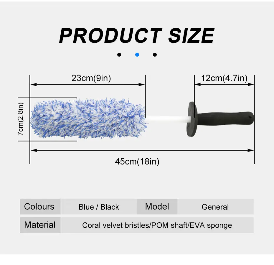 Soft Microfiber Wheel and Tire Cleaning Brush for Car Detailing