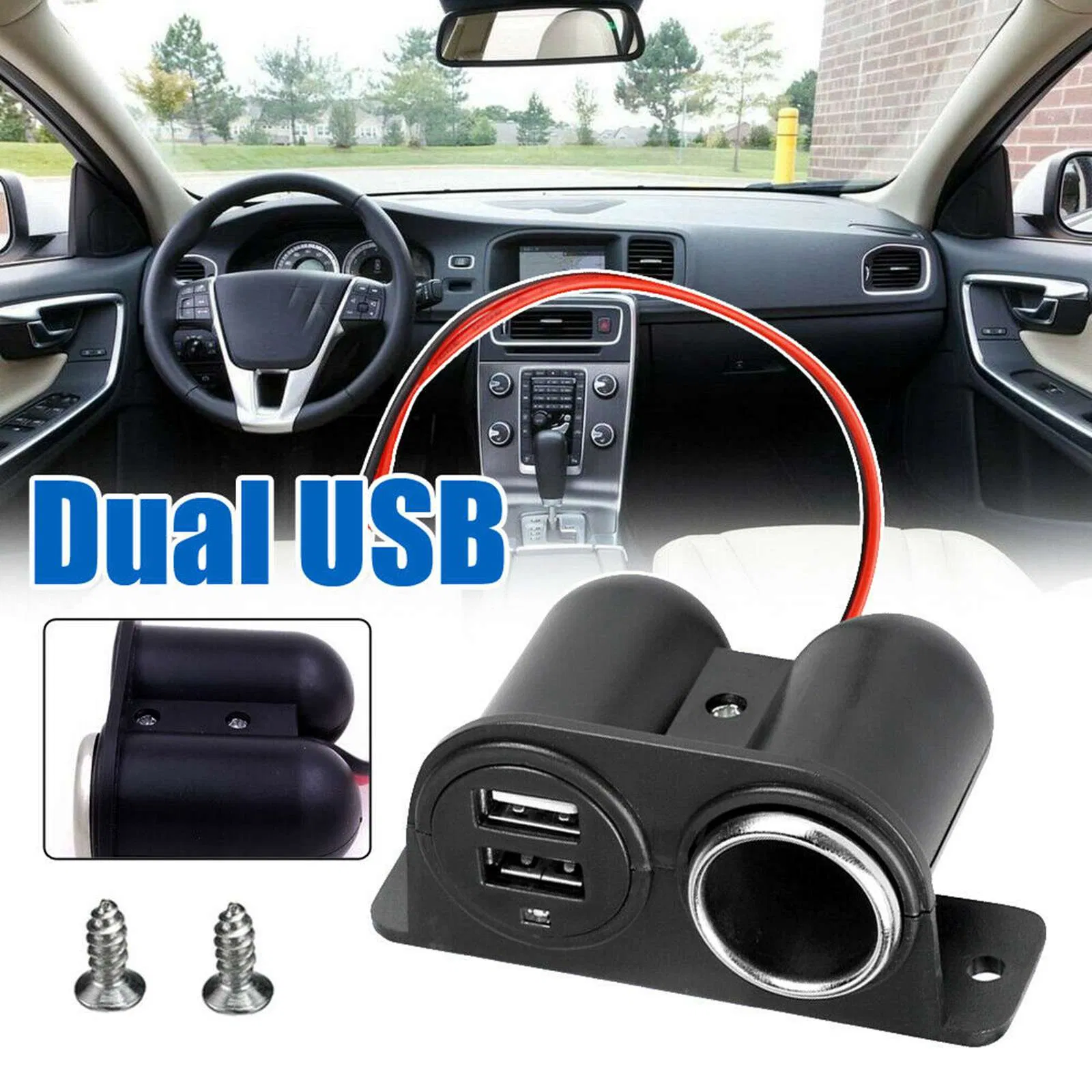 12V Car Cigarette Lighter Socket Splitter with Dual USB 5V 3.1A Charger