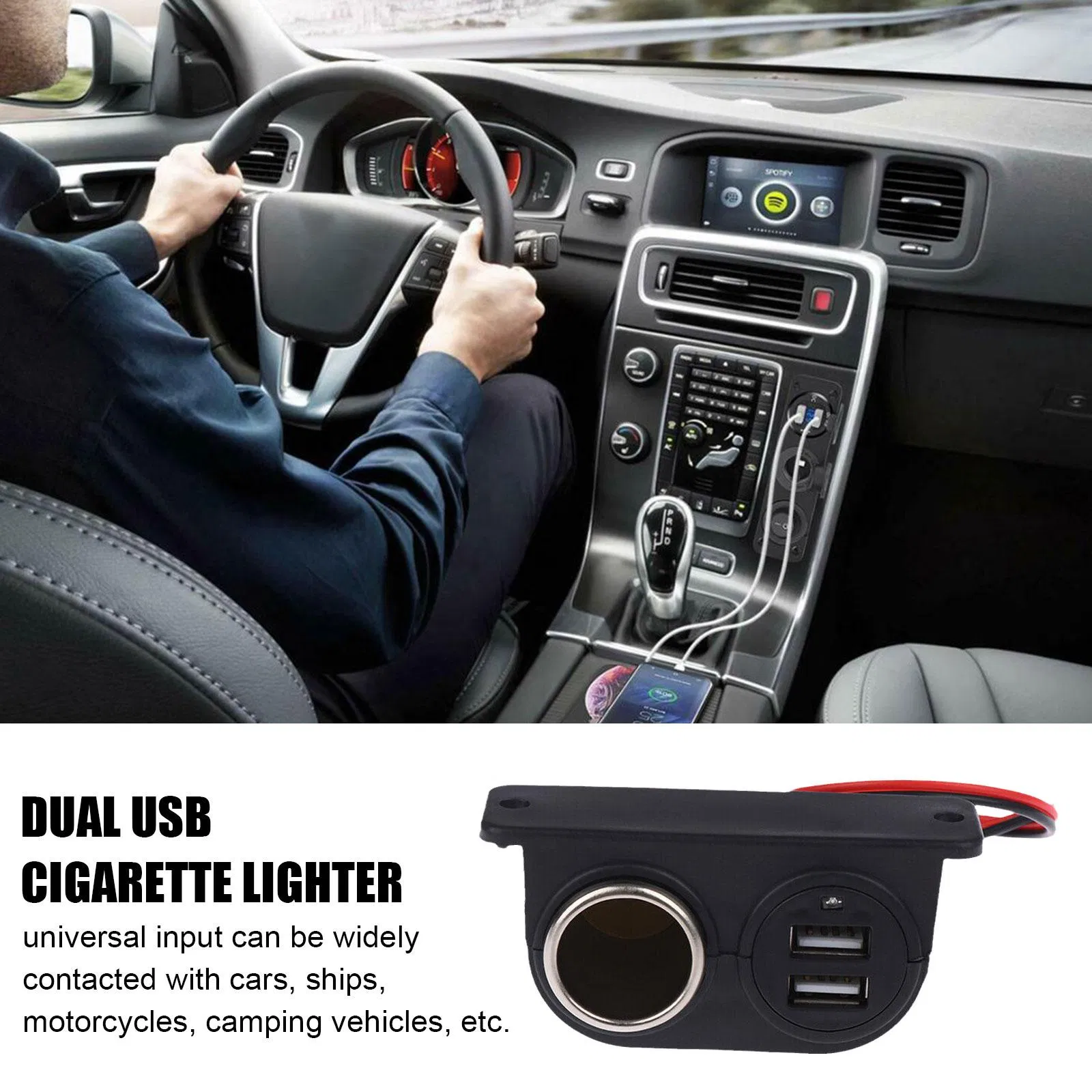 12V Car Cigarette Lighter Socket Splitter with Dual USB 5V 3.1A Charger