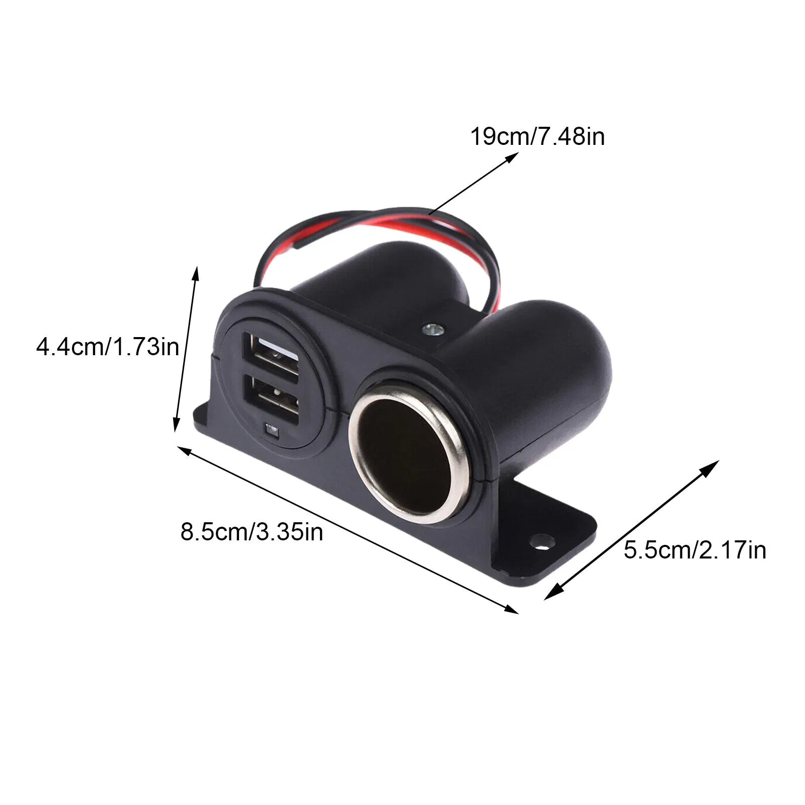 12V Car Cigarette Lighter Socket Splitter with Dual USB 5V 3.1A Charger