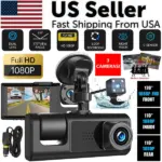 1080P Dual Lens Car Dash Camera with Front Rear and Interior Recording