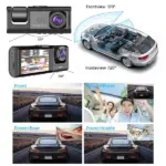 1080P Dual Lens Car Dash Camera with Front Rear and Interior Recording - Image 2