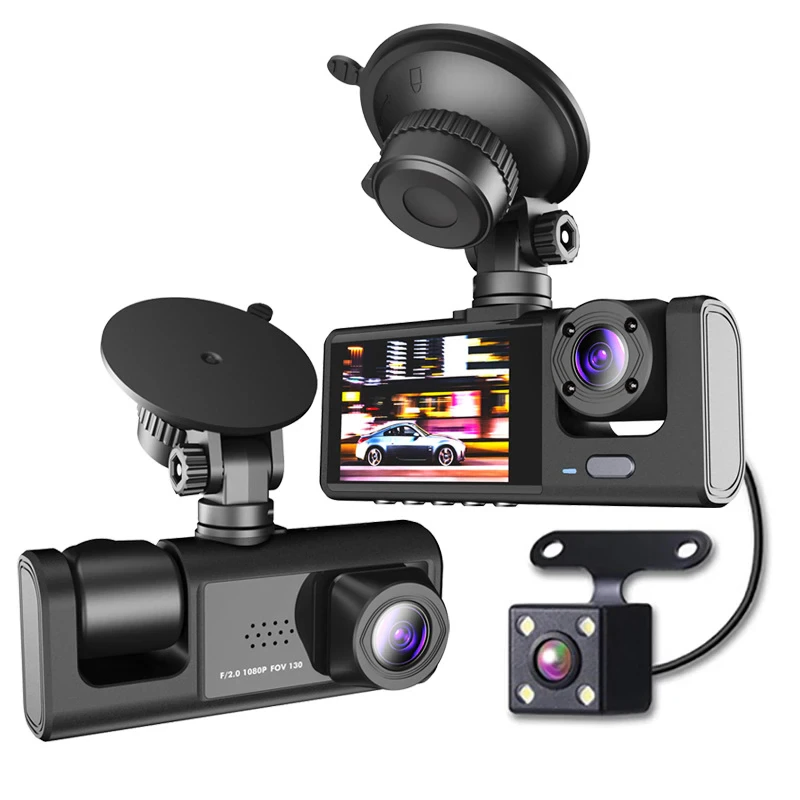 1080P Dual Lens Car Dash Camera with Front Rear and Interior Recording