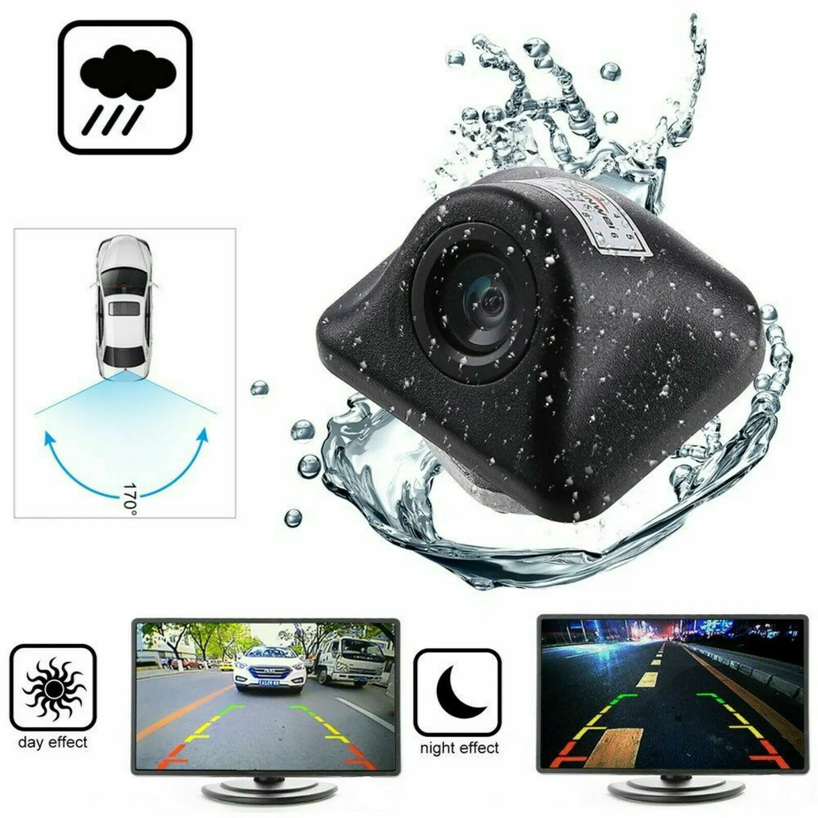 170 Degree Waterproof Rear View Backup Camera with Night Vision