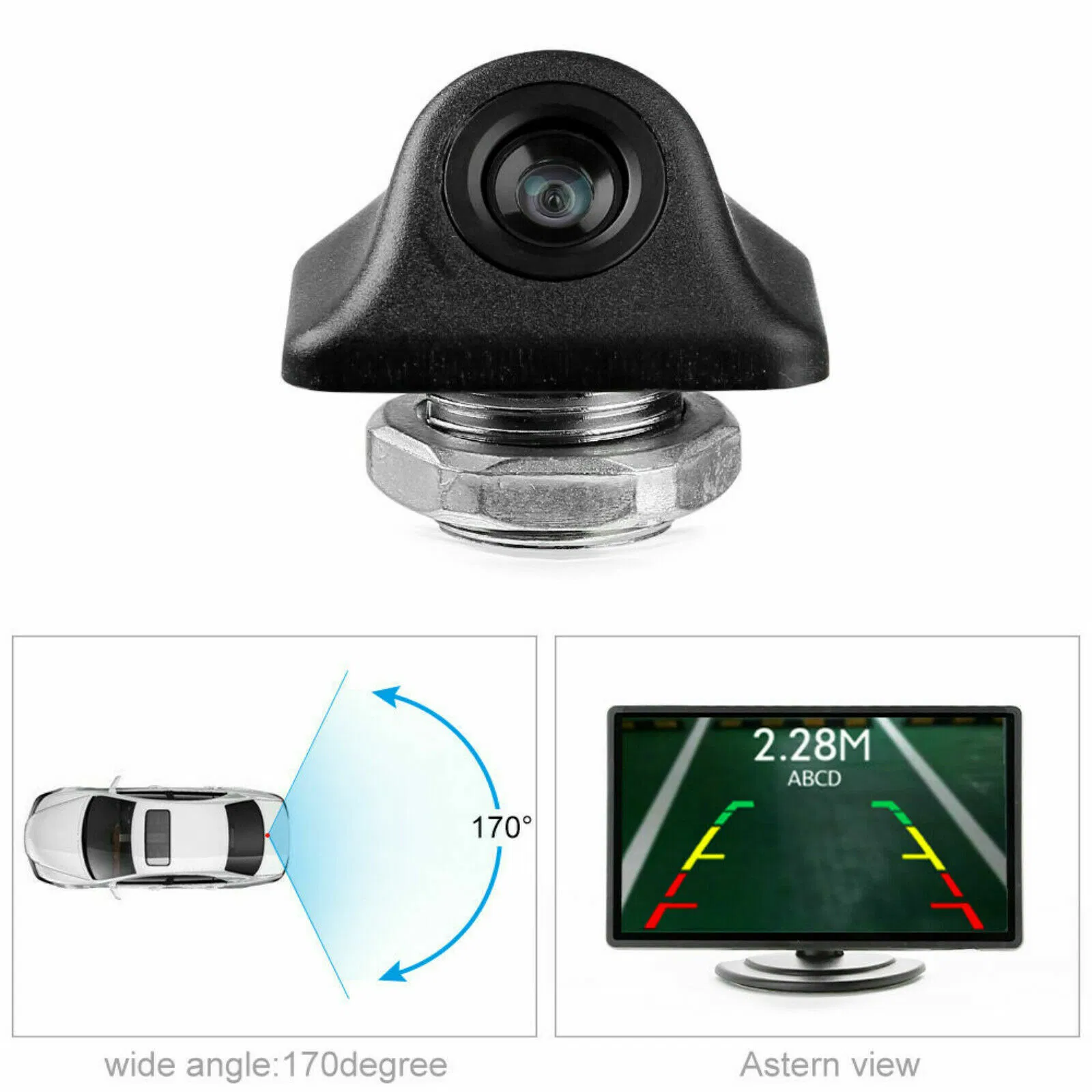 170 Degree Waterproof Rear View Backup Camera with Night Vision