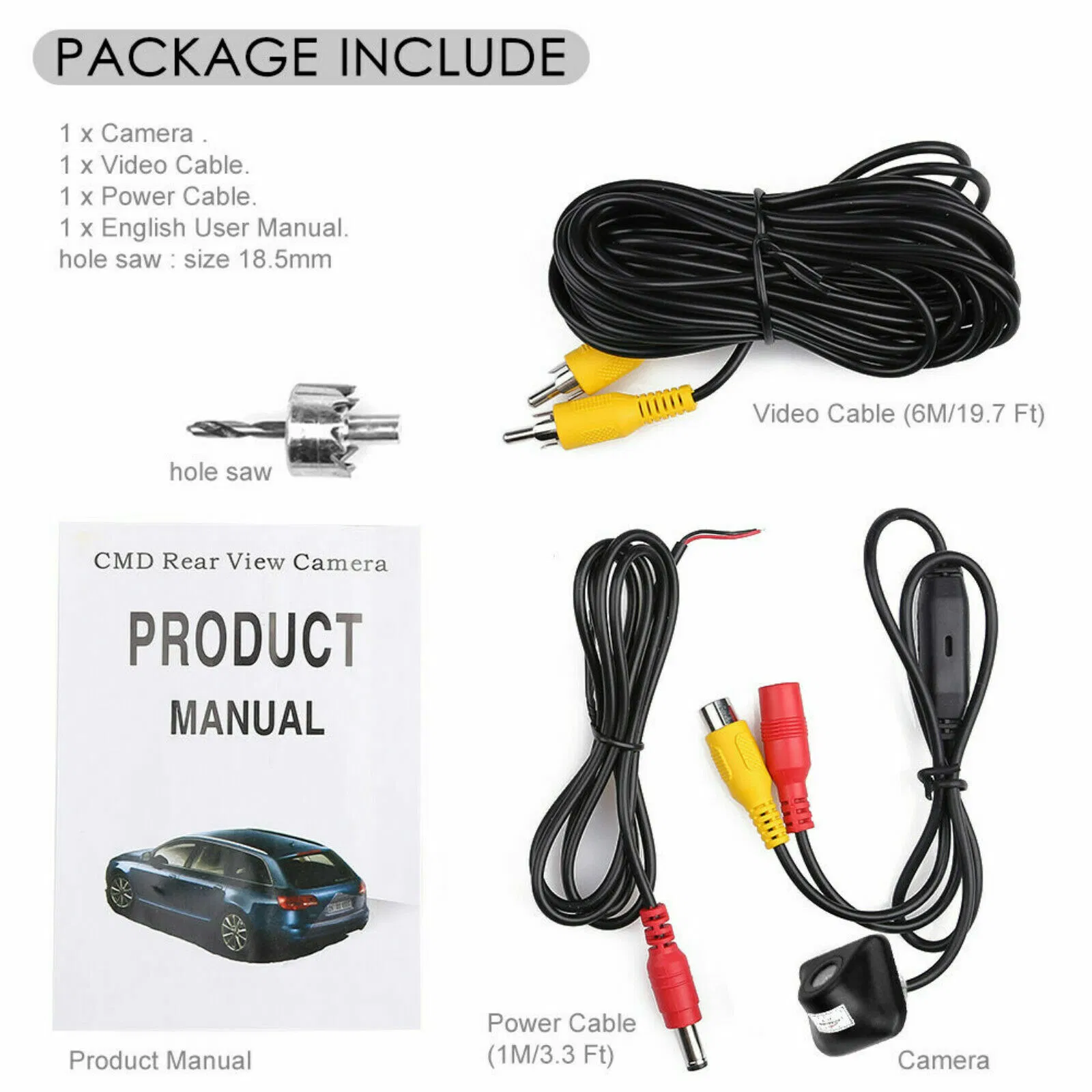 170 Degree Waterproof Rear View Backup Camera with Night Vision