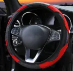 15 Inch Red Black Carbon Fiber Style PU Leather Steering Wheel Cover - Image 6
