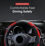 15 Inch Red Black Carbon Fiber Style PU Leather Steering Wheel Cover - Image 9