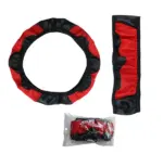 15 Inch Red Black Carbon Fiber Style PU Leather Steering Wheel Cover - Image 10