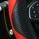 15 Inch Red Black Carbon Fiber Style PU Leather Steering Wheel Cover - Image 13