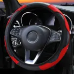 15 Inch Red Black Carbon Fiber Style PU Leather Steering Wheel Cover - Image 16