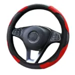 15 Inch Red Black Carbon Fiber Style PU Leather Steering Wheel Cover - Image 18