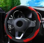 15 Inch Red Black Carbon Fiber Style PU Leather Steering Wheel Cover - Image 3