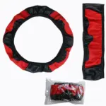 15 Inch Red Black Carbon Fiber Style PU Leather Steering Wheel Cover - Image 4