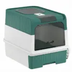 PawHut Cat Litter Box Hooded Cat Litter Tray with Drawer Pan Front Entry and Top Exit Easy Cleaning Teal