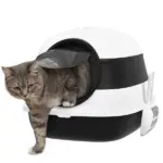 Cat Litter Box with Lid, Covered Litter Box withHigh Sides, Two-Way Entrance Kitty Litter Box, Foldable, Easy Clean, White and Black - Image 11