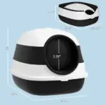 Cat Litter Box with Lid, Covered Litter Box withHigh Sides, Two-Way Entrance Kitty Litter Box, Foldable, Easy Clean, White and Black - Image 3